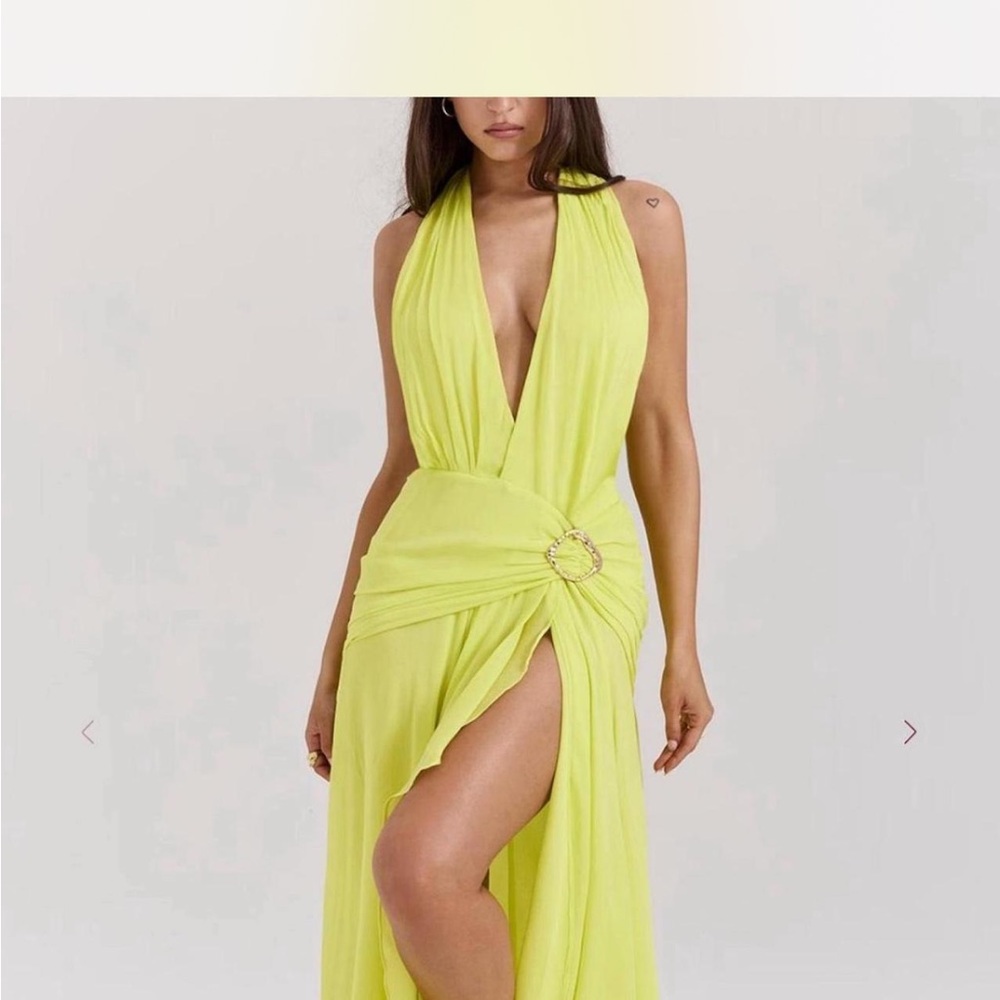 House of CB Lime Backless Halter Dress